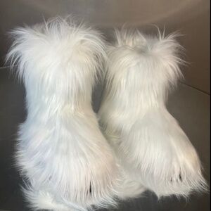 White Custom Fur Boots sizes 10.5 -11